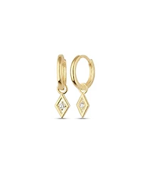 Spero London Sterling Silver Rhombus Pave Spike Drop Earring