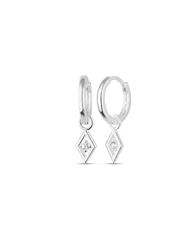 Spero London Sterling Silver Rhombus Pave Spike Drop Earring