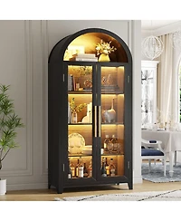Vlsrka 71 Inch Arched Tall Cabinet with Led lights
