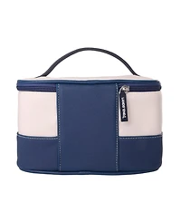 Lands' End Large Makeup Bag Train Case with 2 100 Ml Plastic Travel Bottles, Soft-Sided Cosmetic Travel Bag