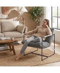 homfan Set of 2 Sling Accent Chairs, Chairs with Metal Frame, Removable Cushions for Reading Living Room or Bedroom, Easy Assembly