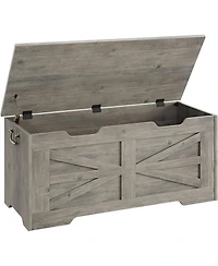 homfan 39.4" Gray Storage Chest and Toy Box with Safety Hinge, 350LBS Capacity, Entryway Bench for Living Room Playroom