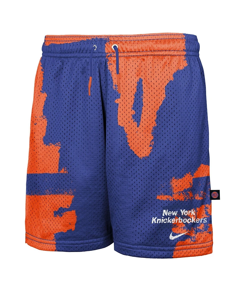 Nike Big Boys and Girls Blue New York Knicks Courtside Pro Shot Dri-fit Mesh Practice Shorts