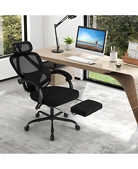 Slickblue High Back Mesh Office Chair with Retractable Footrest Support