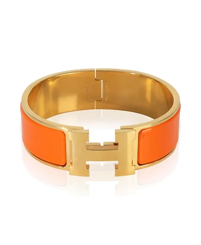 Pre-Owned Hermes Gold-Plated Clic Clac In Orange Fruite Bracelet