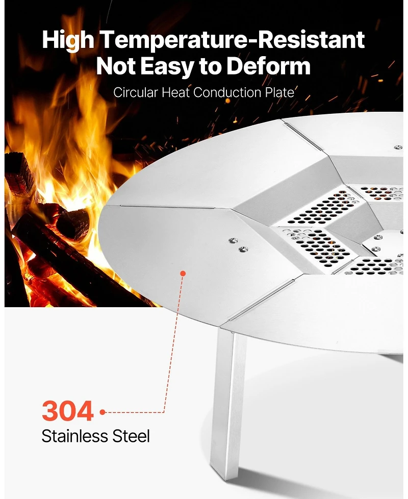 Cozito Fire Pit Heat Deflector, 25 in Round 304 Stainless Steel Heat Diffuser Cover