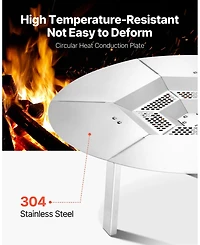Cozito Fire Pit Heat Deflector, 25 in Round 304 Stainless Steel Heat Diffuser Cover