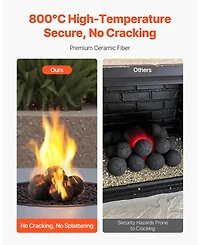 Cozito Ceramic Fire Balls, 5 inches 6-Piece Round Fire Stones for Propane Gas Fire Pits