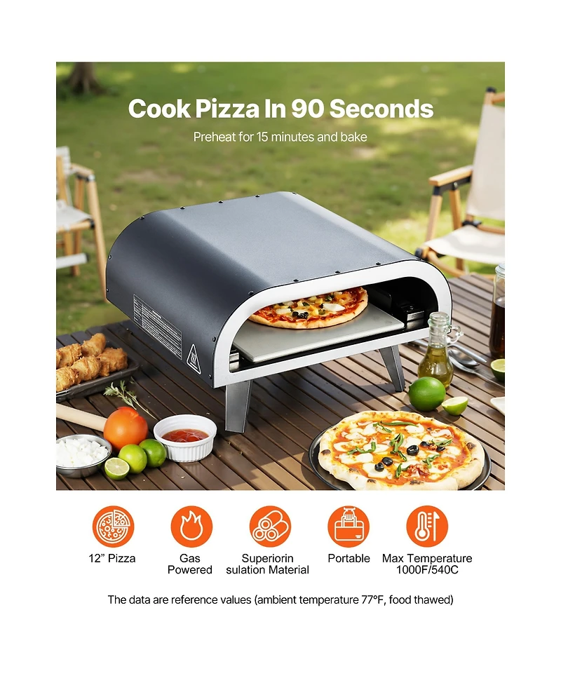 Cozito Propane Outdoor Pizza Oven, 12 inches Gas Pizza Maker with Stone and Carry Bag