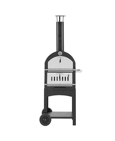 Cozito Outdoor Pizza Oven, 12 inches Wood Pellet 2-Layer Pizza Maker with Wheels