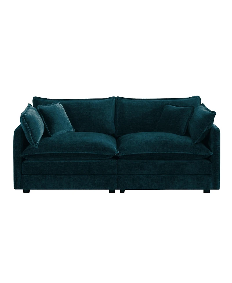 Rainsken Modern Fabric Loveseat Sofa, 76" Modular Sectional Chenille Deep Seat Cloud Couch with 4 Pillows for Living Room, Office