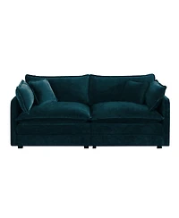 Rainsken Modern Fabric Loveseat Sofa, 76" Modular Sectional Chenille Deep Seat Cloud Couch with 4 Pillows for Living Room, Office