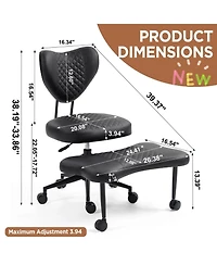 Rainsken Meditation chair, Pu Leather fabric, with lumbar support and a height, Heart-Shaped Backrest, Adjustable Height, for Office, Study