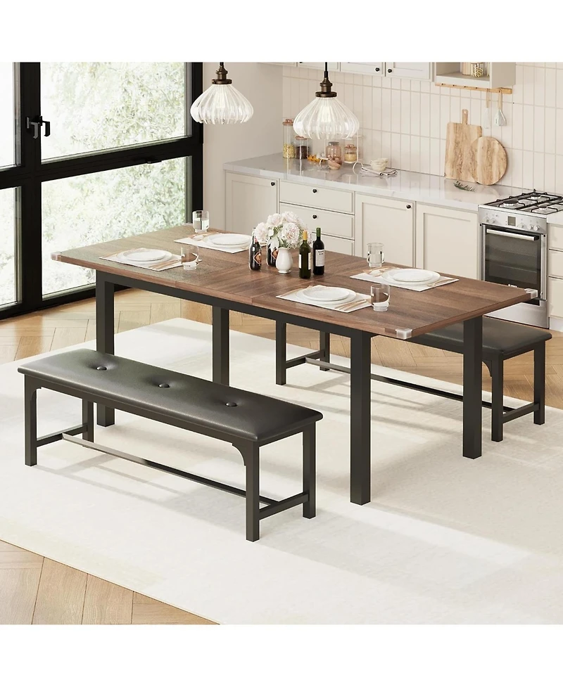 gaomon 43.7in-63in Extendable Dining Table for 6-8, Large Kitchen 6 with Metal Frame & Mdf Board