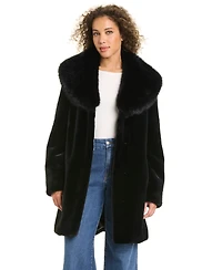 Jones New York Women's Shawl-Collar Faux-Fur Coat