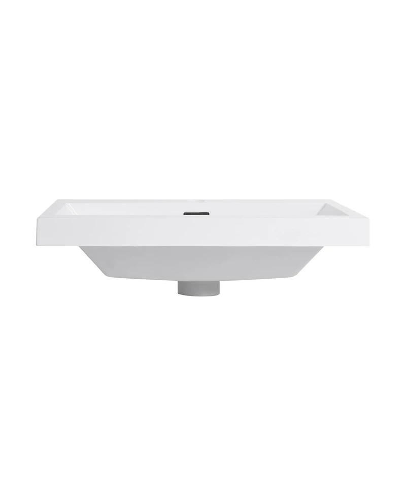 Sillysis Modern Resin Bathroom Sink Top, Rectangular Above Counter Basin, Durable Easy Clean Vanity Sink