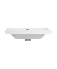Sillysis Modern Resin Bathroom Sink Top, Rectangular Above Counter Basin, Durable Easy Clean Vanity Sink