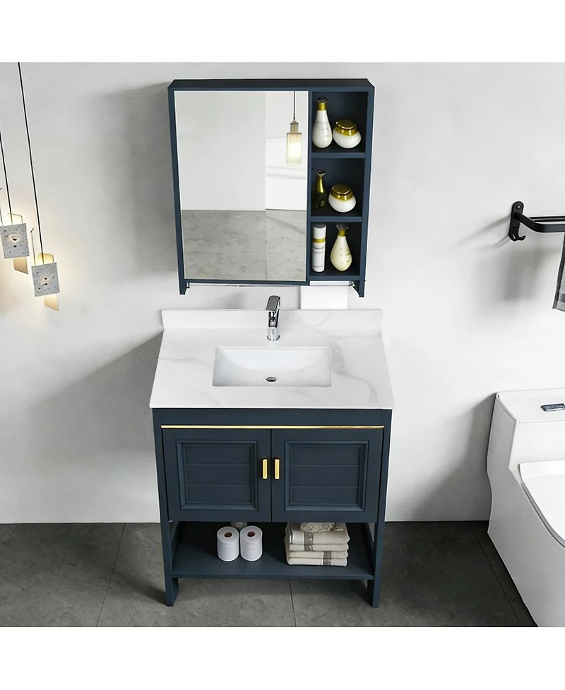 Sillysis Quartz Bathroom Vanity Top with Undermount Sink, Carrara Style, 4" Backsplash, 1 Faucet Hole, 31/37/43 Inch
