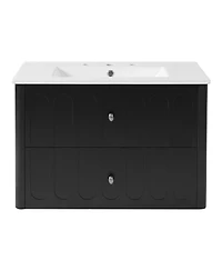 Sillysis 30 Inch Floating Bathroom Vanity with Sink, Modern Wall Mounted Cabinet, Soft Close Drawers, Space Saving Storage