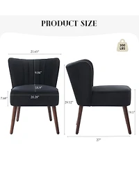 homfan Smooth Armless Chair, Upholstered Chair with Wood Legs and Adjustable Feet, Soft Cushion, 300lb Capacity, Bedroom, Office