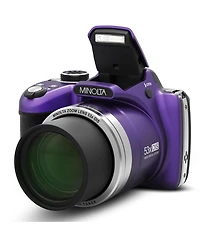 Minolta MN53Z 16MP Fhd Digital Camera with 53x Optical Zoom, Wi-Fi, Purple Bundle with Shoulder Bag, 64GB Sd Card, Wrist Strap, Octopus Tripod,