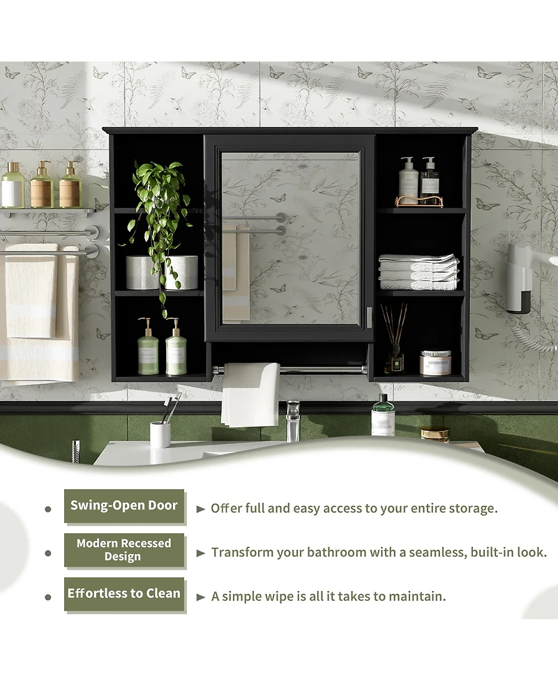 Midola 42 inch Wall Mounted Medicine Cabinet with Adjustable Shelf and Soft Close Door, High-Define Mirror with Storage for Bathroom Vanity