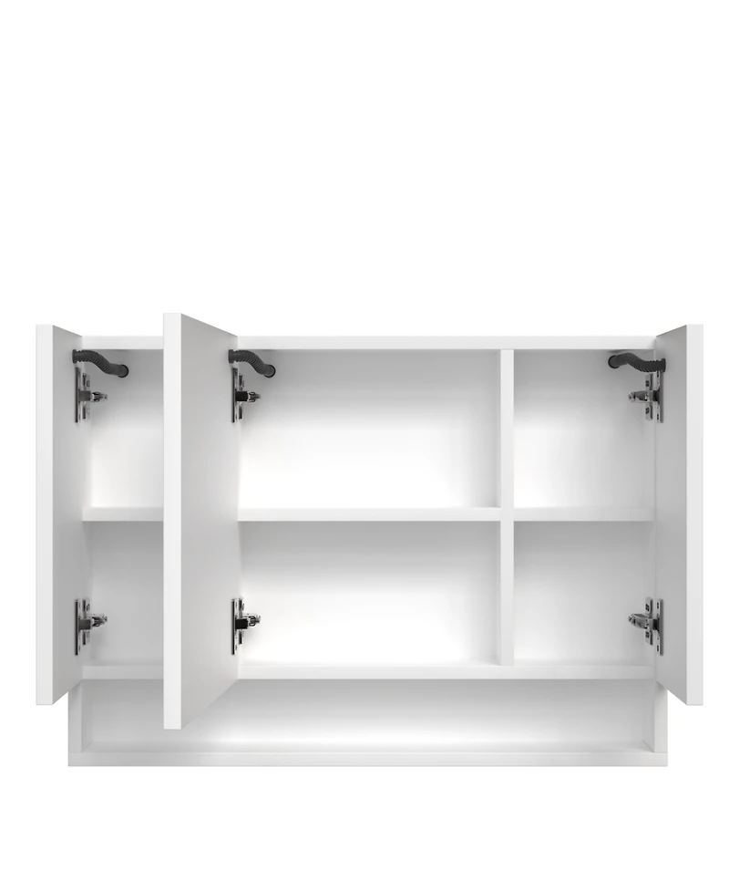 Midola Modern 39x28" Aluminium Bathroom Cabinets, Medicine Cabinets with Mirrors and Led Lights, Bathroom Storage with Multilevel Storage Compartments