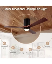 Tribesigns 52 inch Ceiling Fans with Lights, Low Profile Ceiling Fan with Remote Control, 3 Solid Wood Blades, Reversible, 3CCT, Dimmable