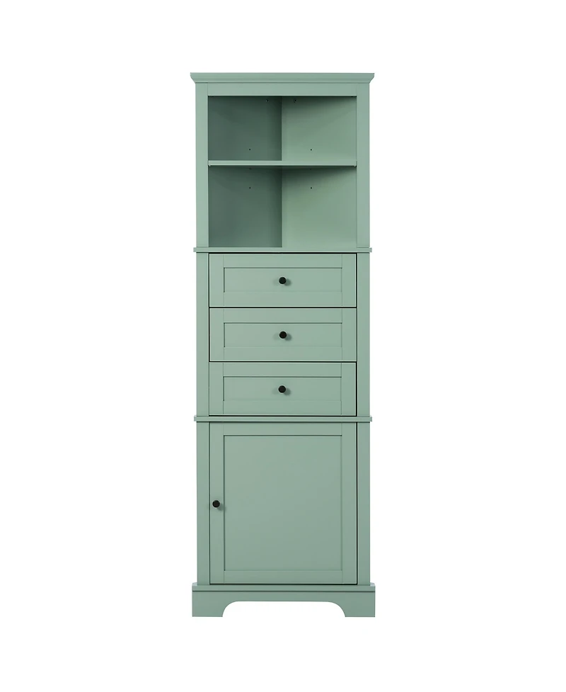 Midola Triangle Tall Cabinet with 3 Drawers and Adjustable Shelves for Bathroom, Kitchen or Living Room, Mdf Board with Painted Finish