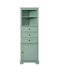 Midola Triangle Tall Cabinet with 3 Drawers and Adjustable Shelves for Bathroom, Kitchen or Living Room, Mdf Board with Painted Finish