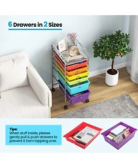 Gouun 6-Drawer Rolling Storage Cart Organizer with 4 Casters for Home Office