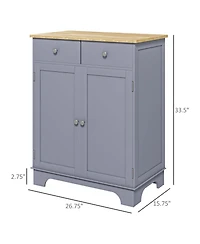 Clihome Storage Cabinet with 2 Drawers and Adjustable Shelves, Bathroom Organizer Cabinet