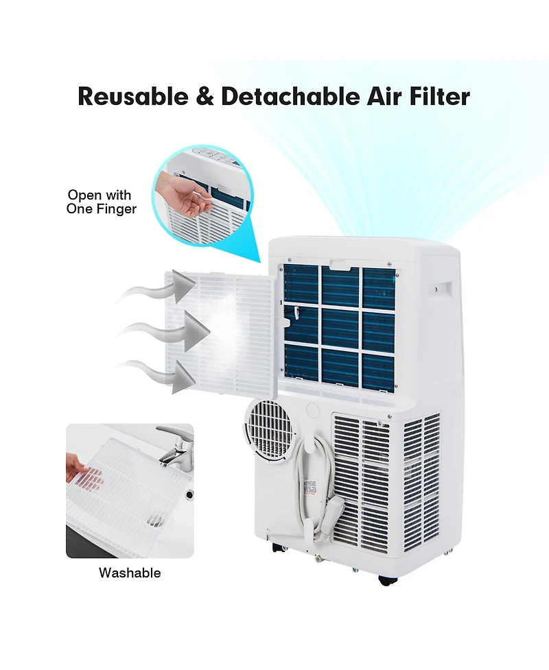 Costway 8800 Btu (14000 Btu Ashrae) Portable Air Conditioner 4-in-1 Air Cooler With App and WiFi Smart Control