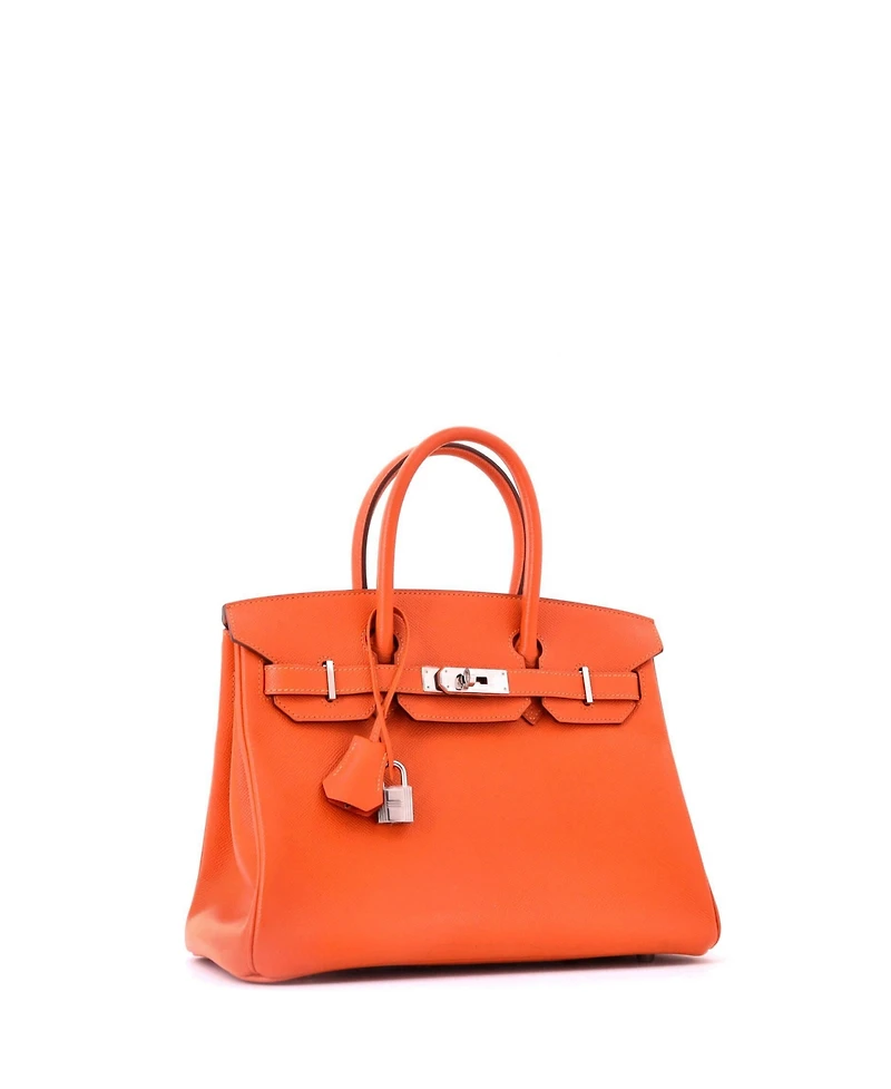 Pre-Owned HERMES Birkin 30 Handbag Orange Epsom with Palladium Hardware