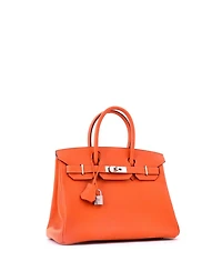 Pre-Owned HERMES Birkin 30 Handbag Orange Epsom with Palladium Hardware