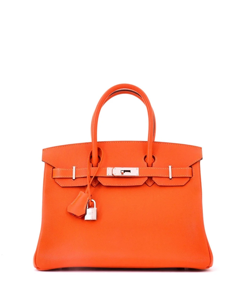 Pre-Owned HERMES Birkin 30 Handbag Orange Epsom with Palladium Hardware
