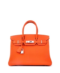 Pre-Owned HERMES Birkin 30 Handbag Orange Epsom with Palladium Hardware
