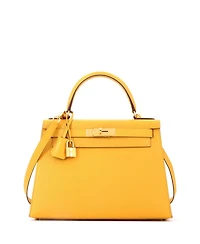 Pre-Owned HERMES Kelly 28 Handbag Yellow Epsom with Gold Hardware