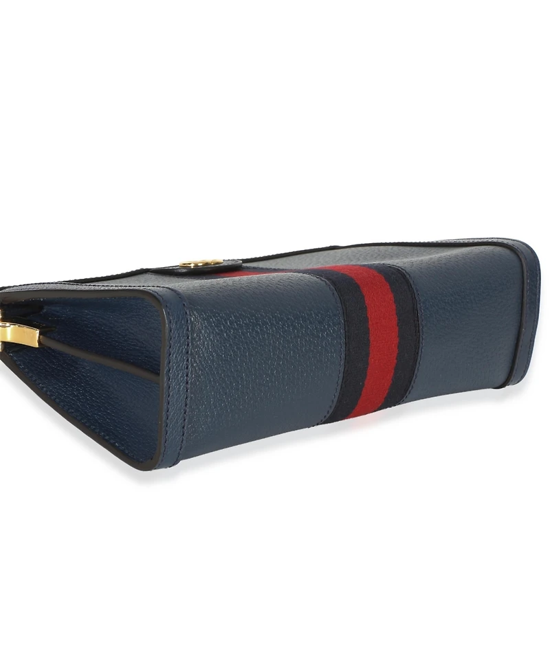 Pre-Owned Gucci Navy Calfskin Gg Ophidia Small Web Chain Bag