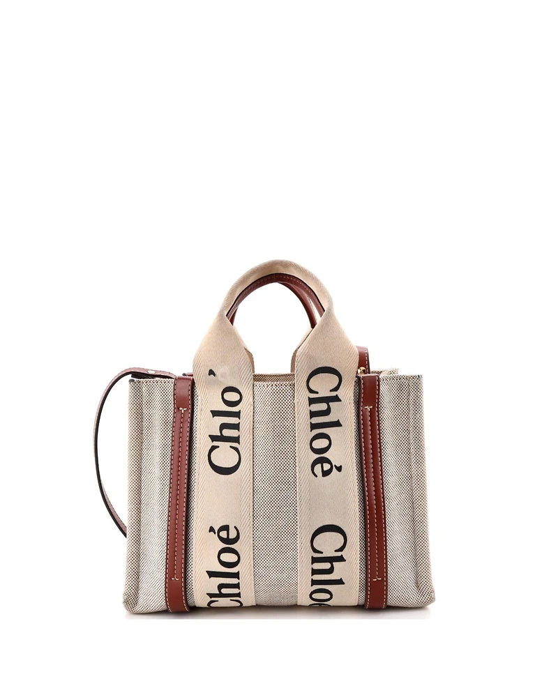 Pre-Owned Chloe Small Woody Convertible Tote Canvas with Leather