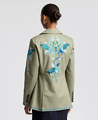 Avec Les Filles Women's Embroidered Double-Breasted Blazer
