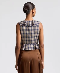 Avec Les Filles Women's Sleeveless Ruffle Top