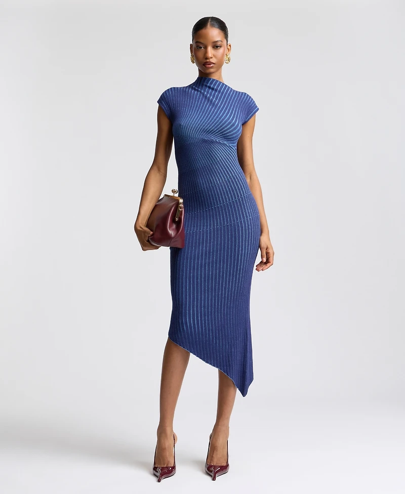 Avec Les Filles Women's Radial-Rib Midi Dress