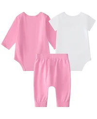 adidas Baby Girls' Crewneck Bodysuit and Pants, 3-Piece Set