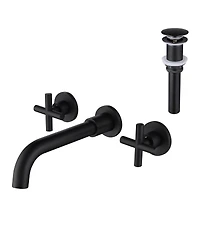 Phying Wall Mounted Dual Handle Bathroom Sink Faucet with Pop-Up Drain