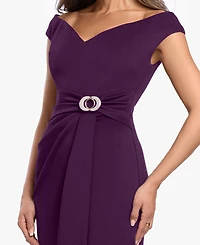 Betsy & Adam Petite Off-The-Shoulder Gown Dress