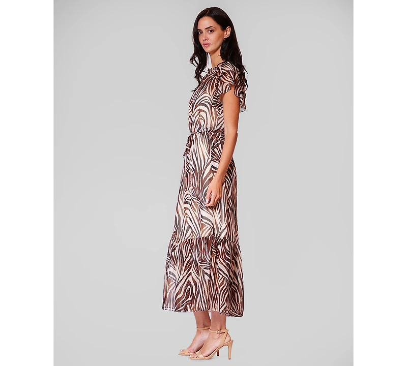 julia jordan Women's Crewneck Flutter-Sleeve Midi Dress