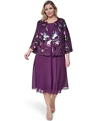 Jessica Howard Plus Padded Removable Jacket & Sleeveless Dress, 2-Piece Set