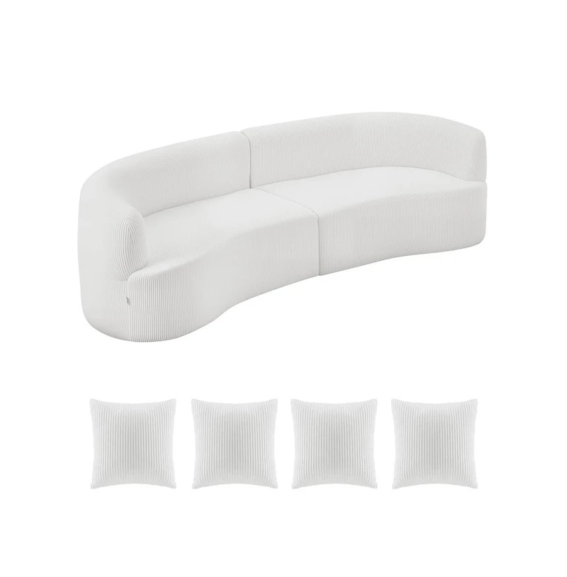 Sugift Luxury Modern Cloud Plush Sectional Sofa 112inch Curved Modular Couch with 4 Pillows - Oversized