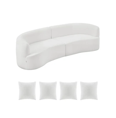 Sugift Luxury Modern Cloud Plush Sectional Sofa 112inch Curved Modular Couch with 4 Pillows - Oversized